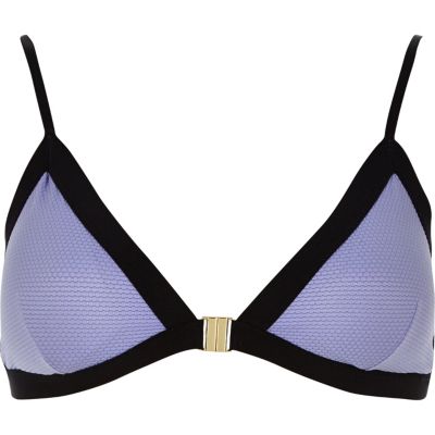 Purple triangle clip front bikini top